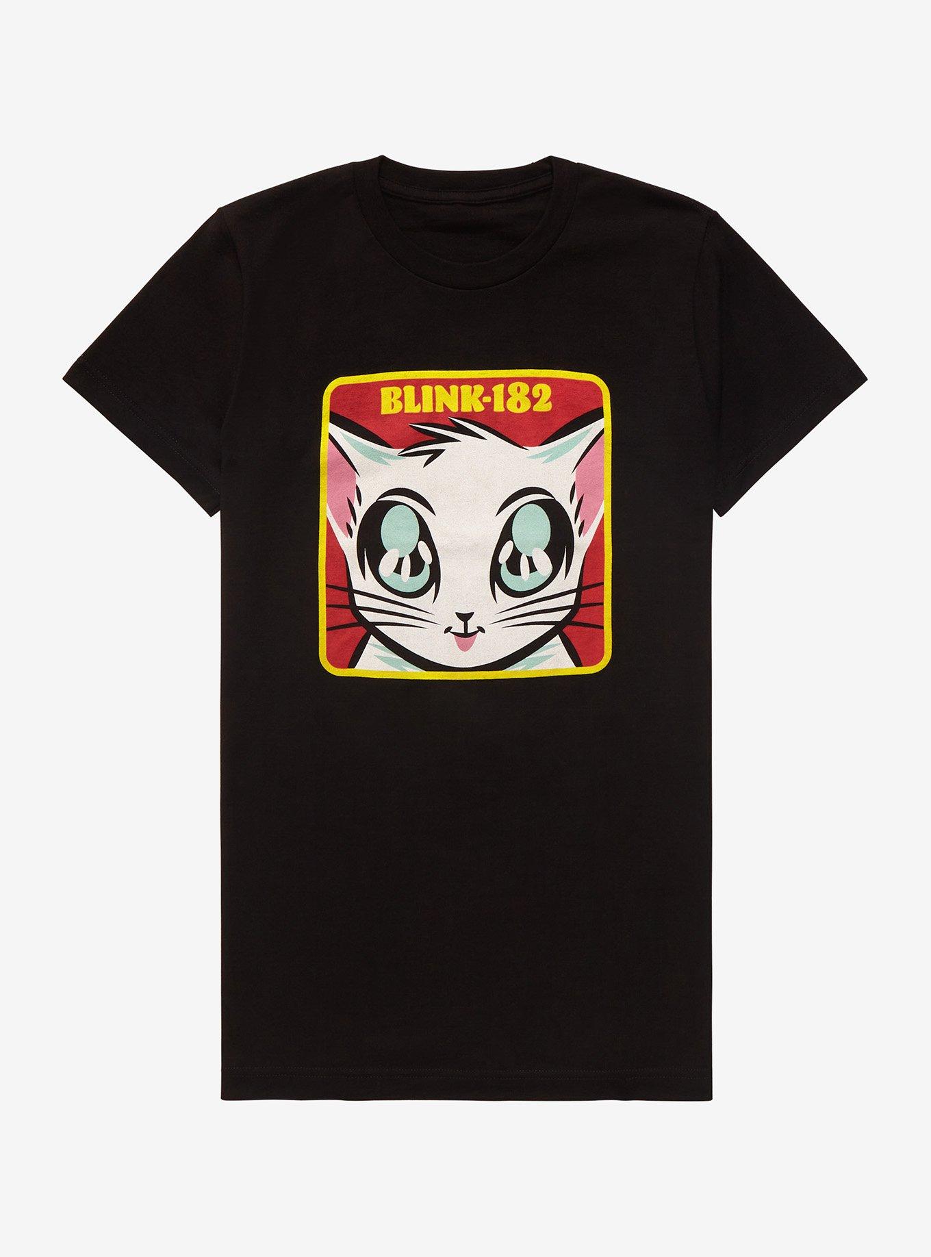 Blink-182 Cat Boyfriend Fit Girls T-Shirt, BLACK, hi-res