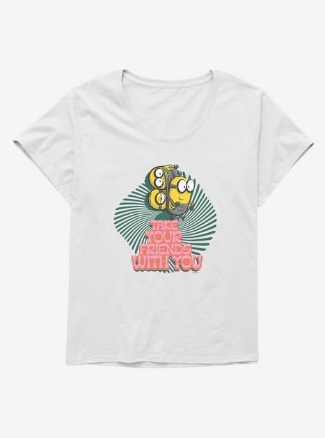 Minions Groovy Take Your Friends Womens T-Shirt Plus Size - WHITE ...