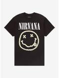 Nirvana Floral Smile Boyfriend Fit Girls T-Shirt, BLACK, hi-res