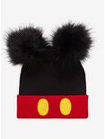 Disney Mickey Mouse Pom Eared Cuff Beanie - BoxLunch Exclusive, , hi-res