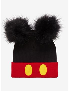Disney Mickey Mouse Pom Eared Cuff Beanie - BoxLunch Exclusive, , hi-res