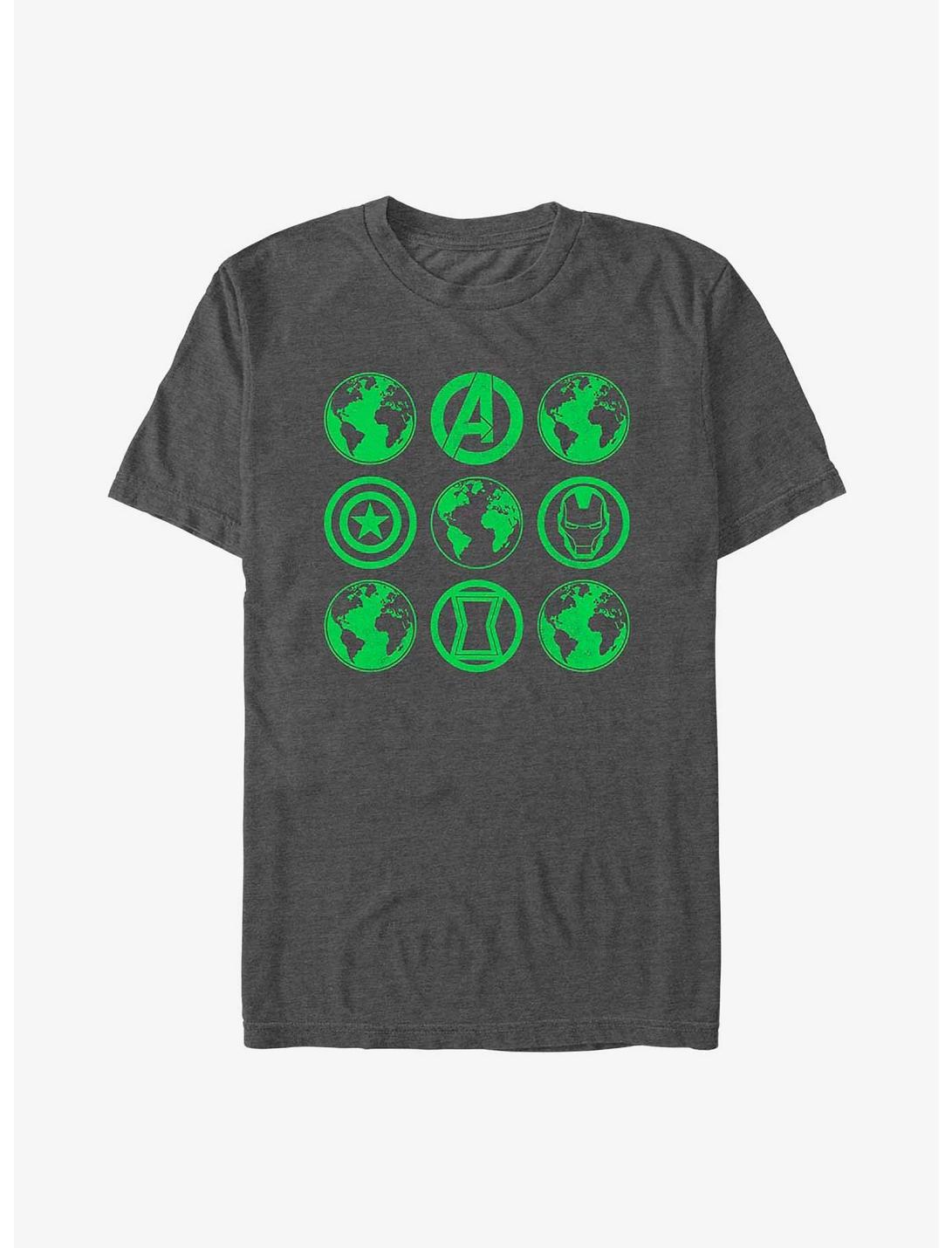 Marvel Avengers Earth Day Green Globes T-Shirt, CHAR HTR, hi-res