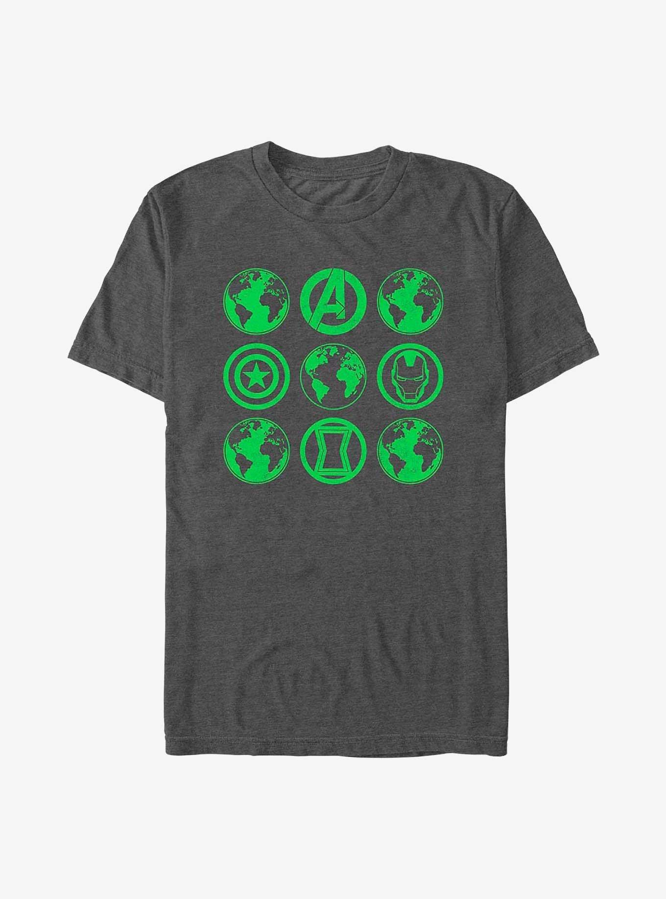 Marvel Avengers Earth Day Green Globes T-Shirt, CHAR HTR, hi-res