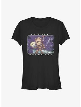 Marvel Guardians of the Galaxy Earth Day Groot Plant Trees Girls T-Shirt, BLACK, hi-res