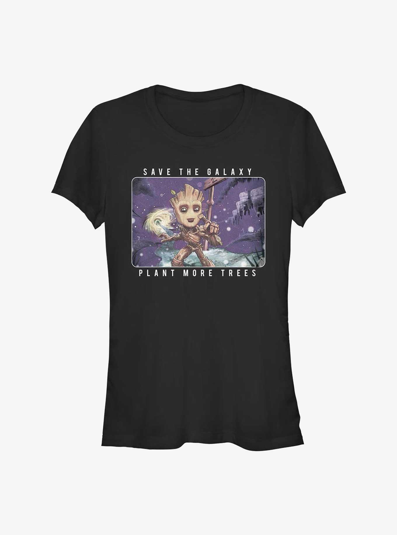 Marvel Guardians of the Galaxy Earth Day Groot Plant Trees Girls T-Shirt, BLACK, hi-res