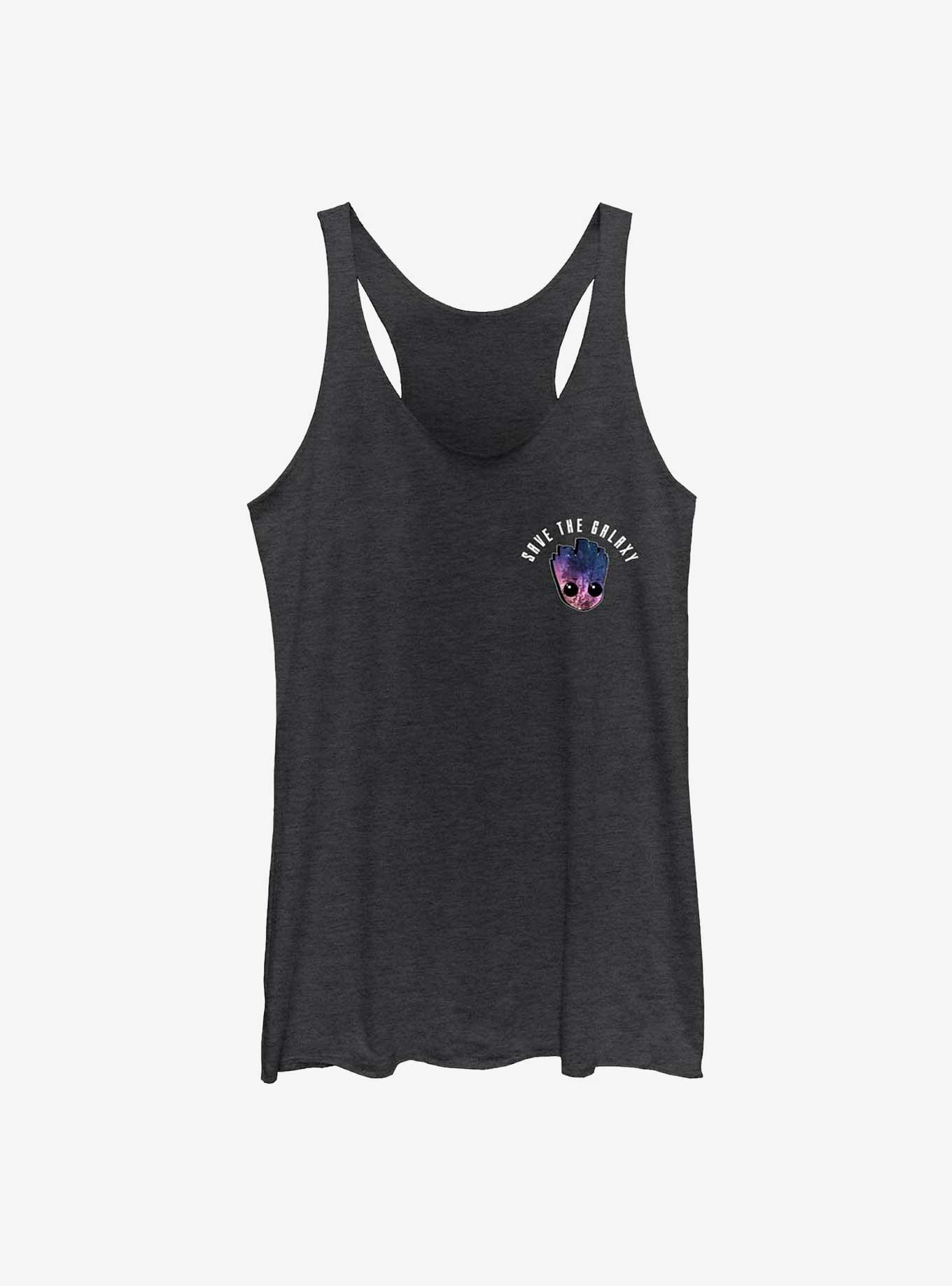 Marvel Guardians of the Galaxy Earth Day Groot Galaxy Girls Tank, BLK HTR, hi-res