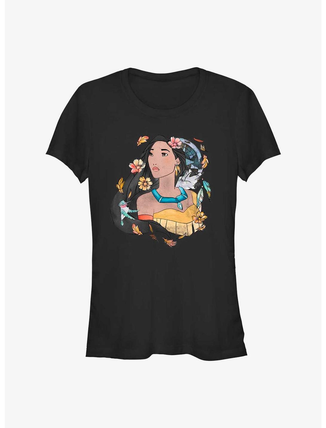 Disney Pocahontas Earth Day Dreamcatcher Sketch Girls T-Shirt, BLACK, hi-res