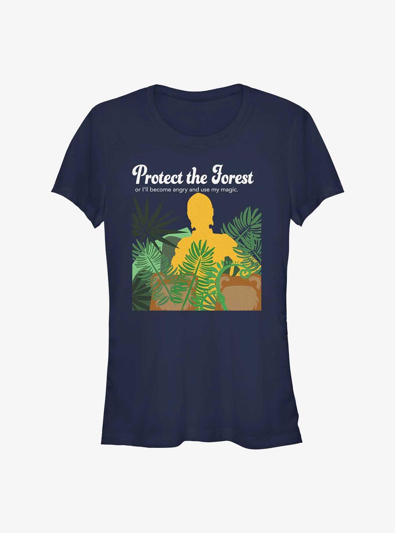 Star Wars Earth Day C-3PO Protect Or Else Girls T-Shirt, NAVY, hi-res