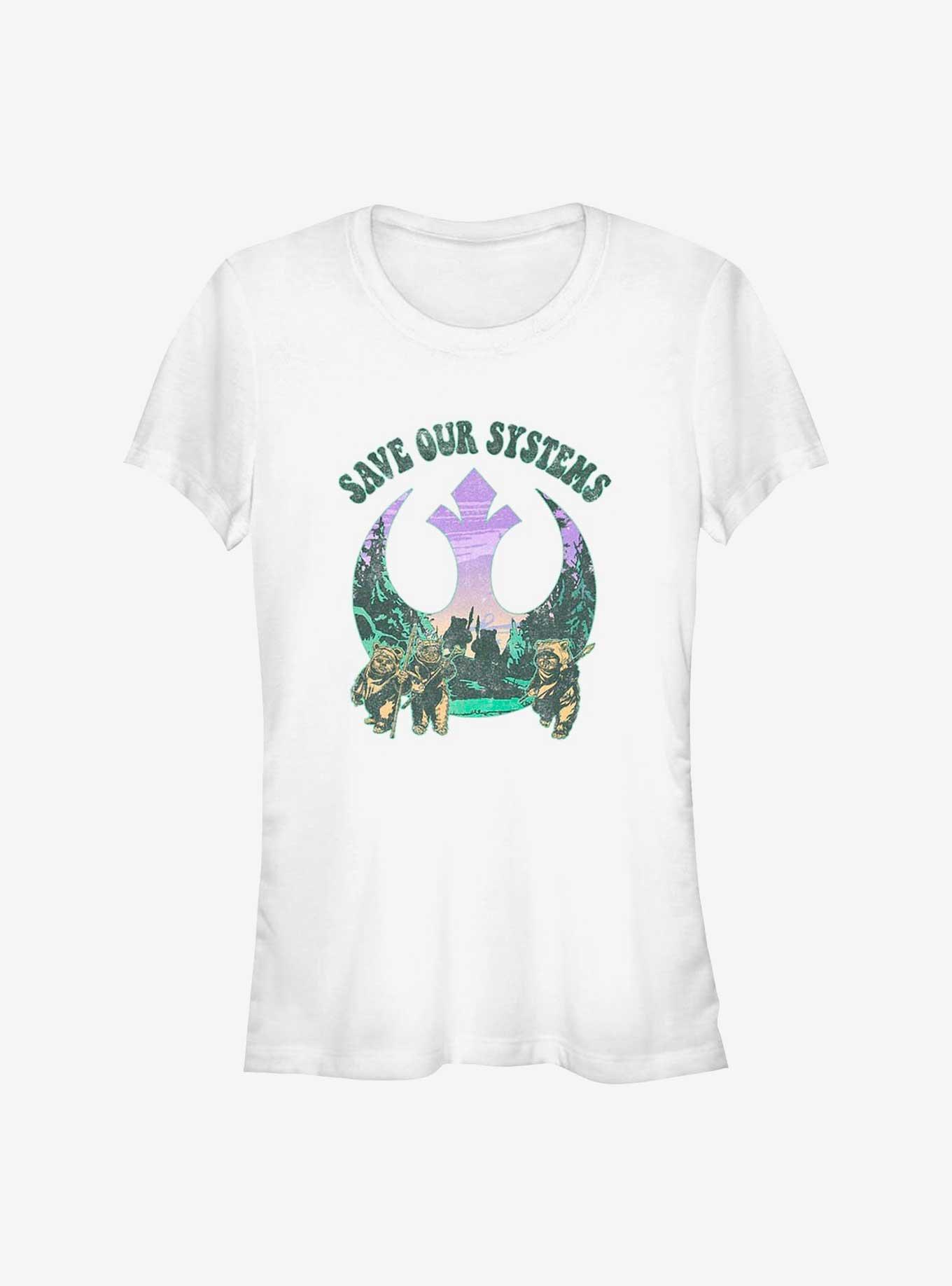 Star Wars Earth Day Ewok Allies Save Our Systems Girls T-Shirt