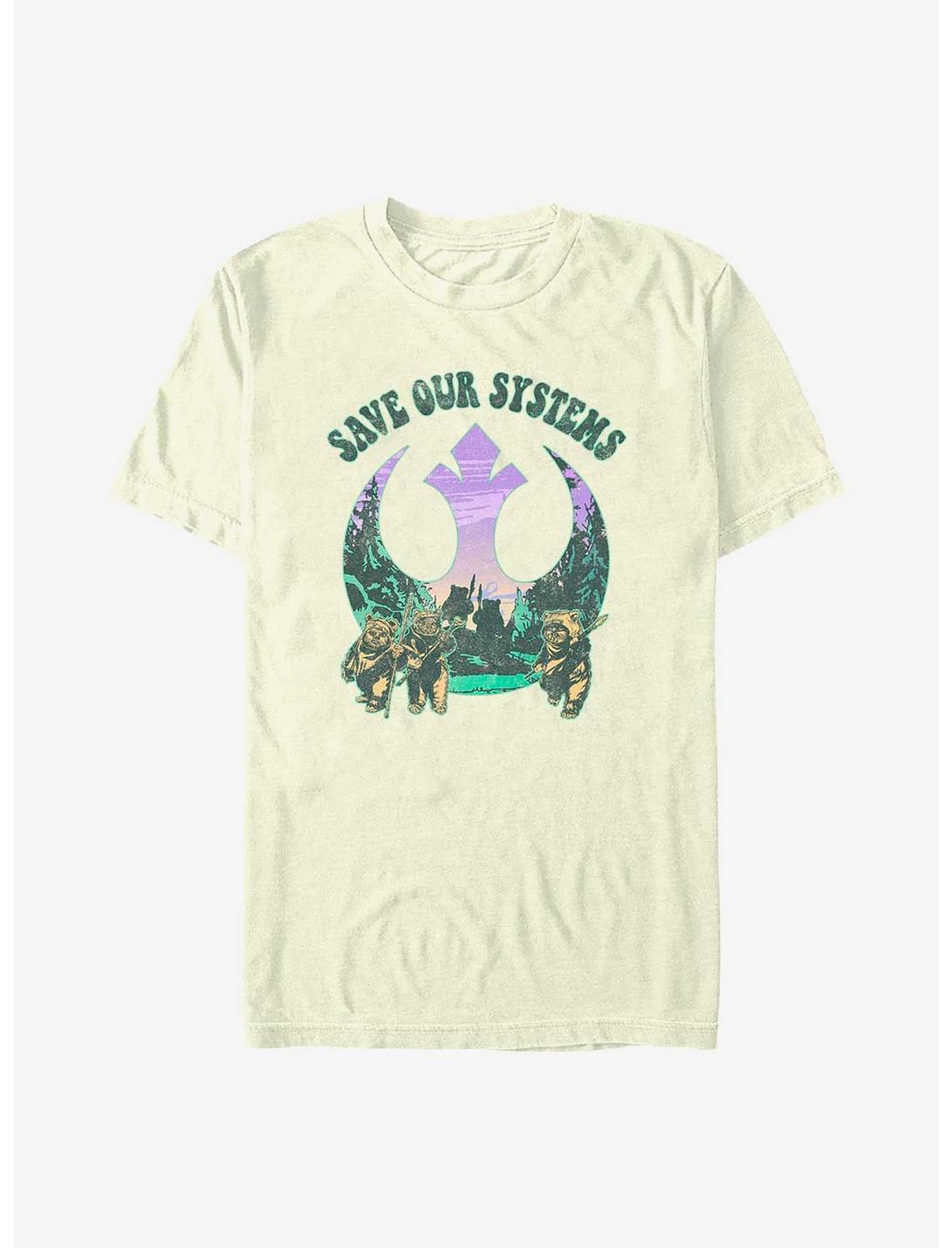 Star Wars Earth Day Ewok Allies Save Our Systems T-Shirt, NATURAL, hi-res