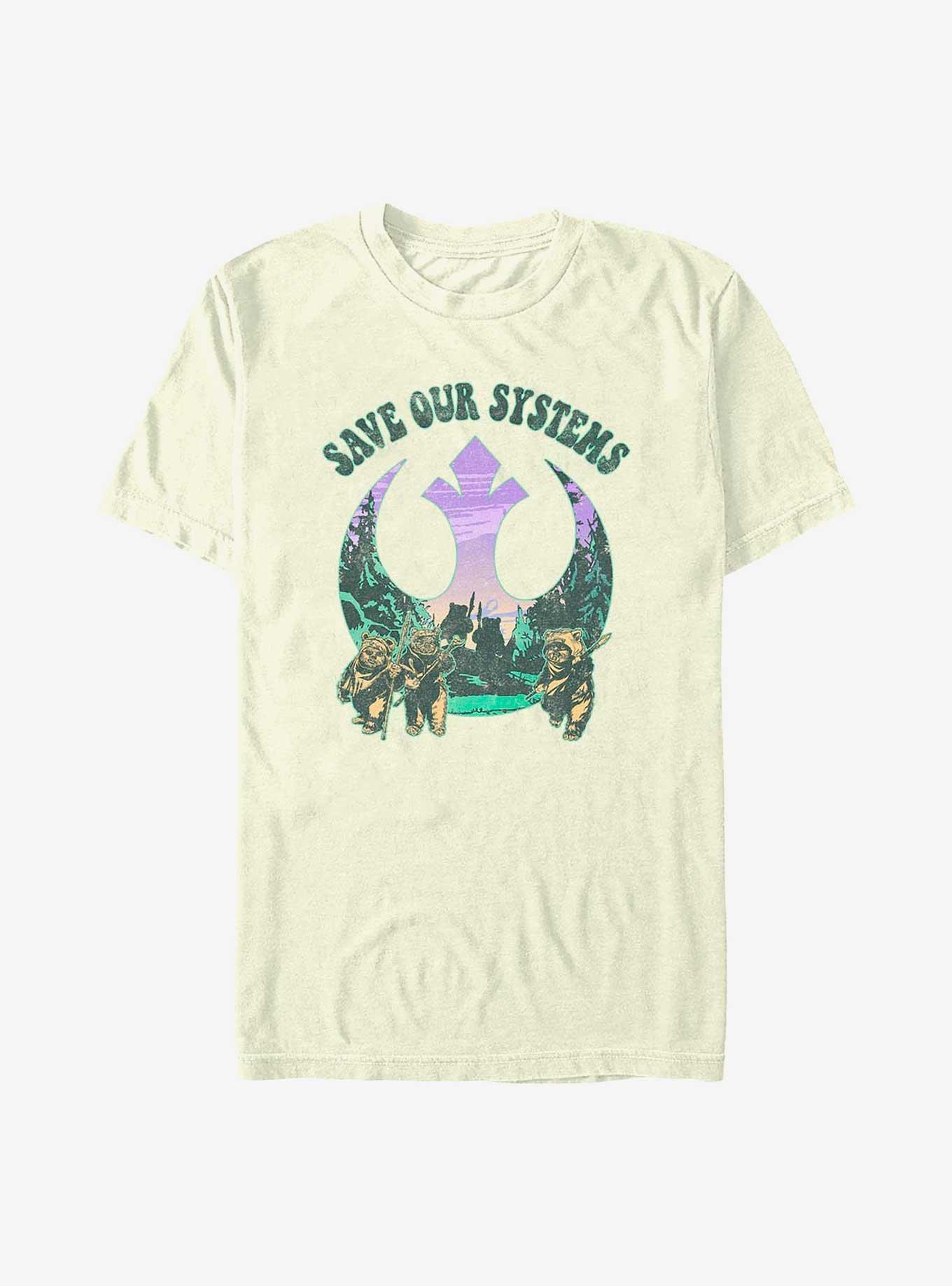 Star Wars Earth Day Ewok Allies Save Our Systems T-Shirt, NATURAL, hi-res