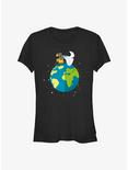 Disney Pixar Wall-E Earth Day Wall-E and Eve World Peace Girls T-Shirt, BLACK, hi-res