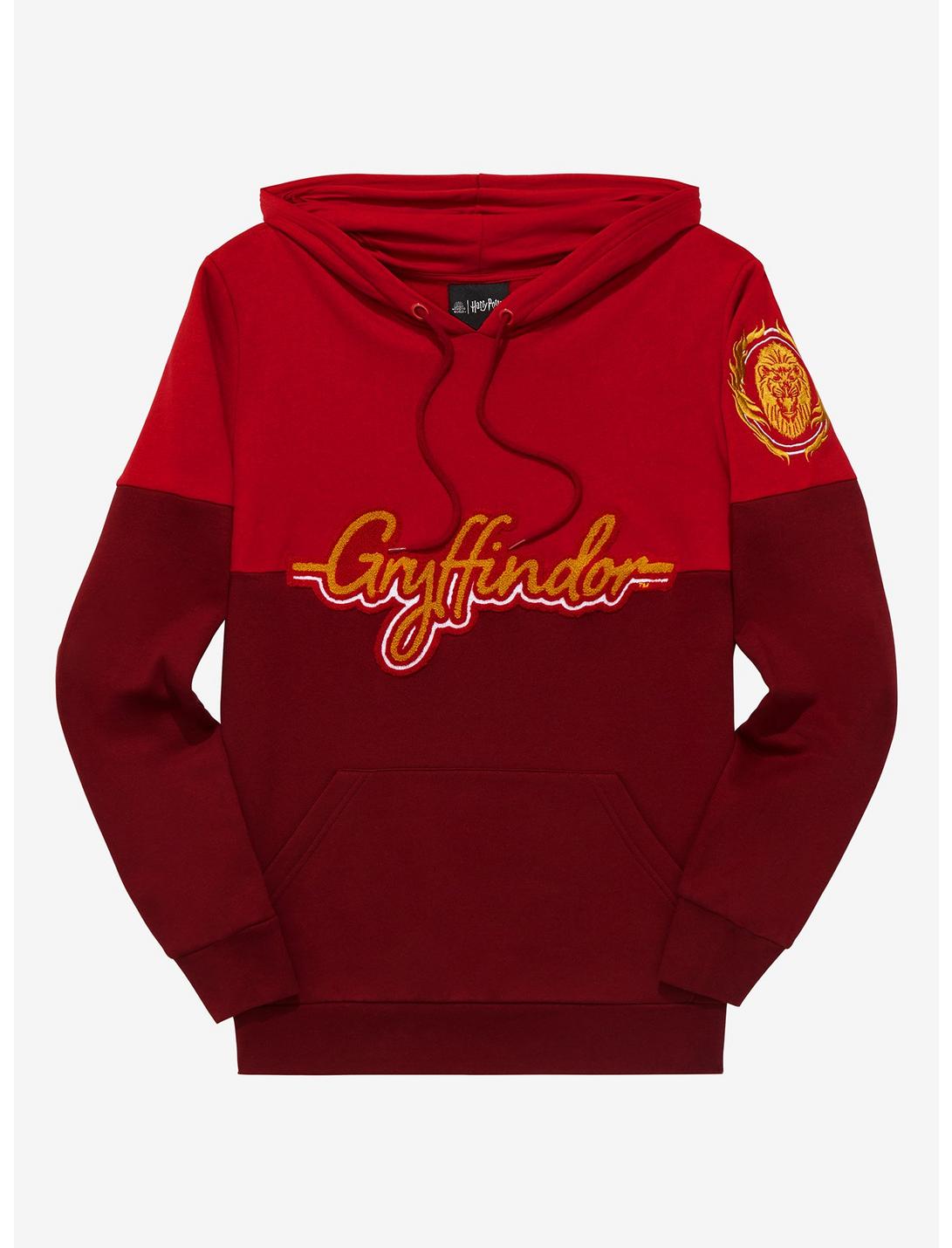 Harry Potter Gryffindor Crest Panel Hoodie - BoxLunch Exclusive, RED, hi-res