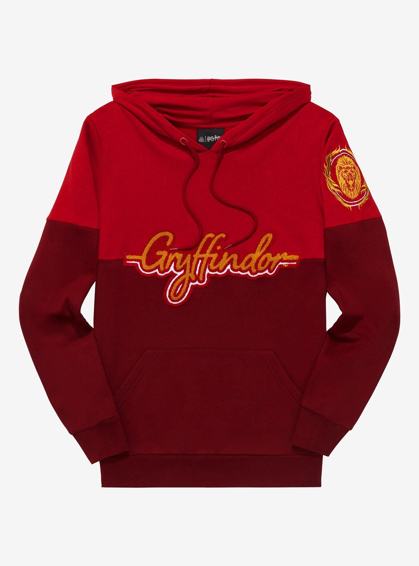 Harry Potter Gryffindor Crest Panel Hoodie - BoxLunch Exclusive, RED, hi-res