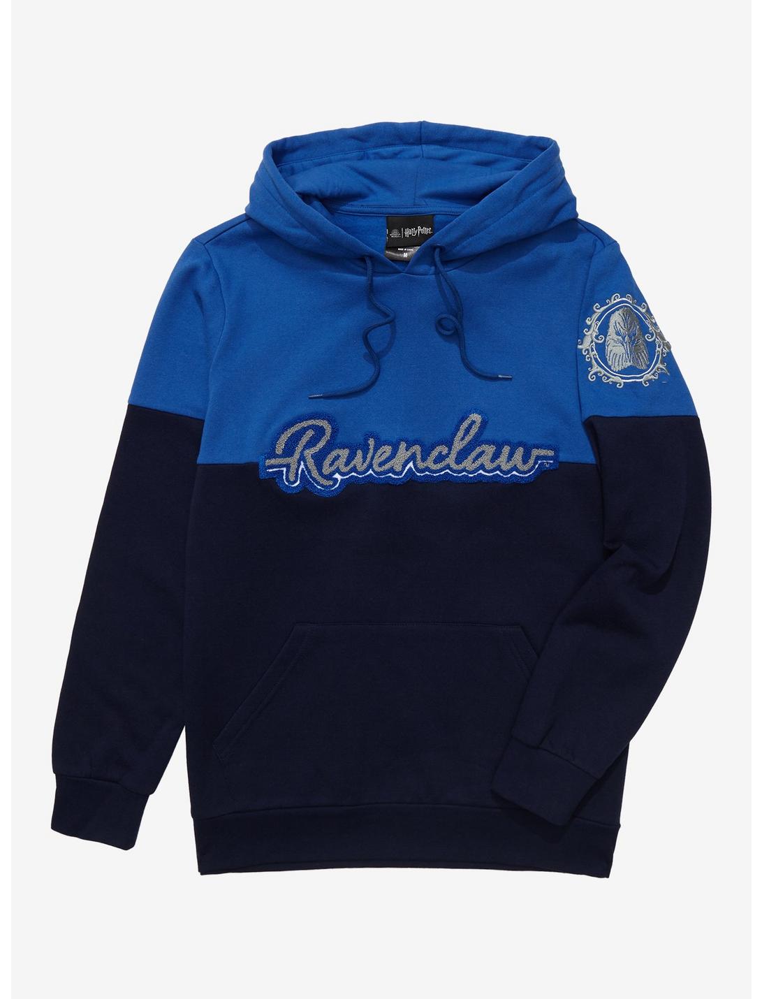 Harry Potter Ravenclaw Crest Panel Hoodie - BoxLunch Exclusive, BLUE, hi-res