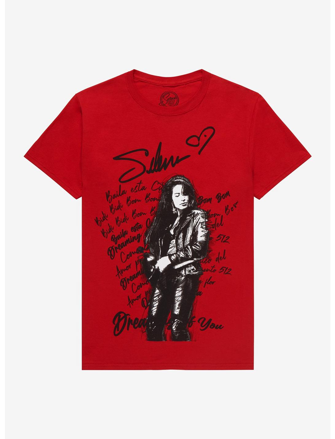 Selena Lyrics Boyfriend Fit Girls T-Shirt, RED, hi-res