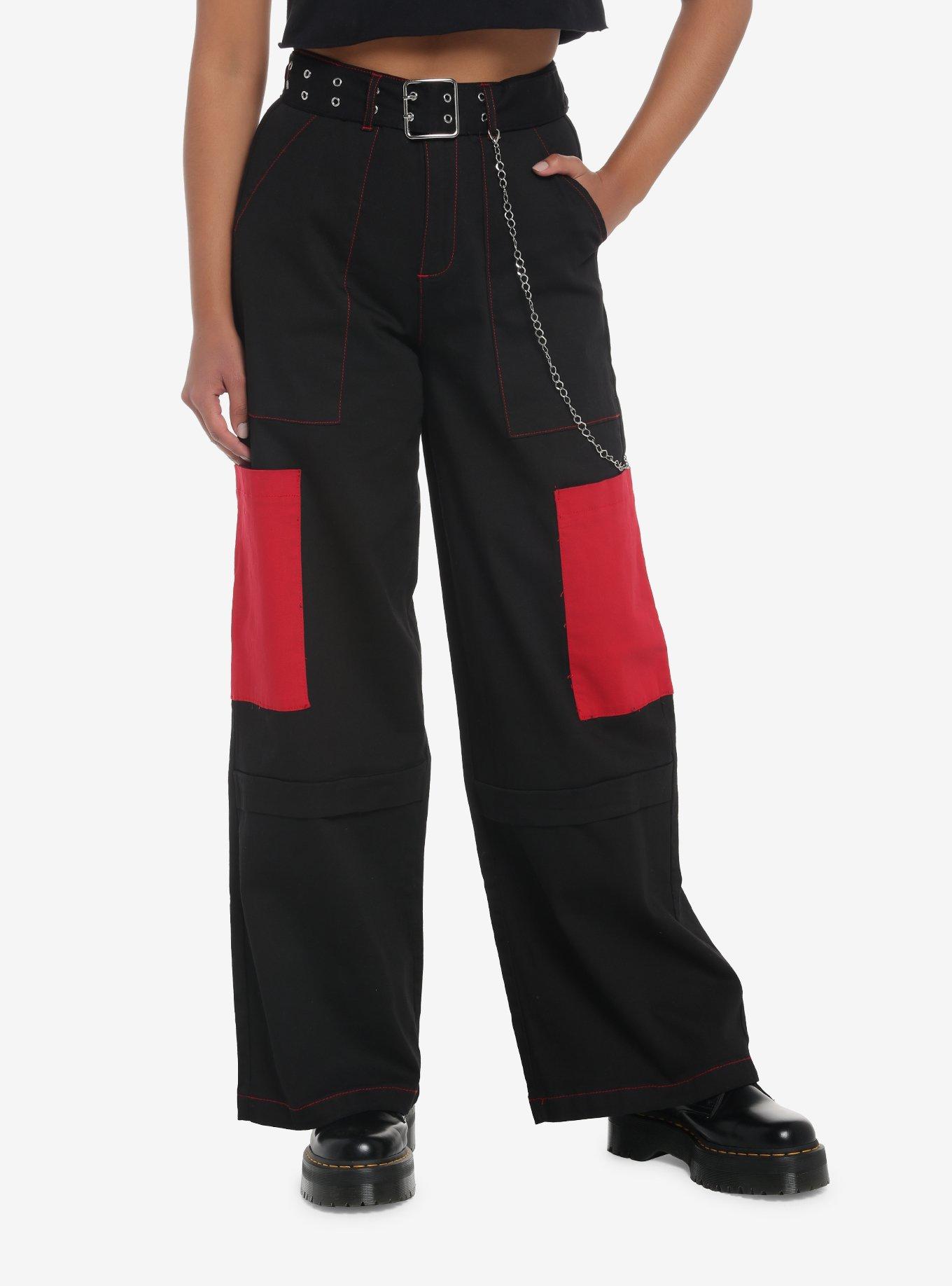 Hot Topic Black & Red Cargo Jogger Pants