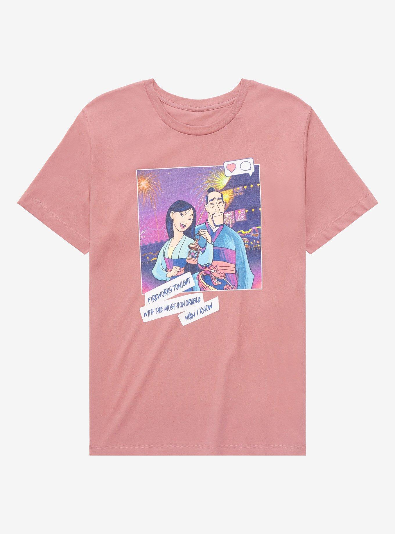 Disney Princess Mulan & Zhou Social Post T-Shirt - BoxLunch Exclusive , DARK PINK, hi-res