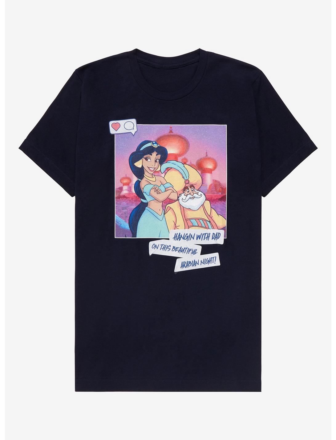 Disney Princess Jasmine & The Sultan Social Post T-Shirt - BoxLunch Exclusive , NAVY, hi-res