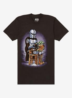 Star Wars The Mandalorian Grogu & Mando Cartoon T-Shirt - BoxLunch Exclusive