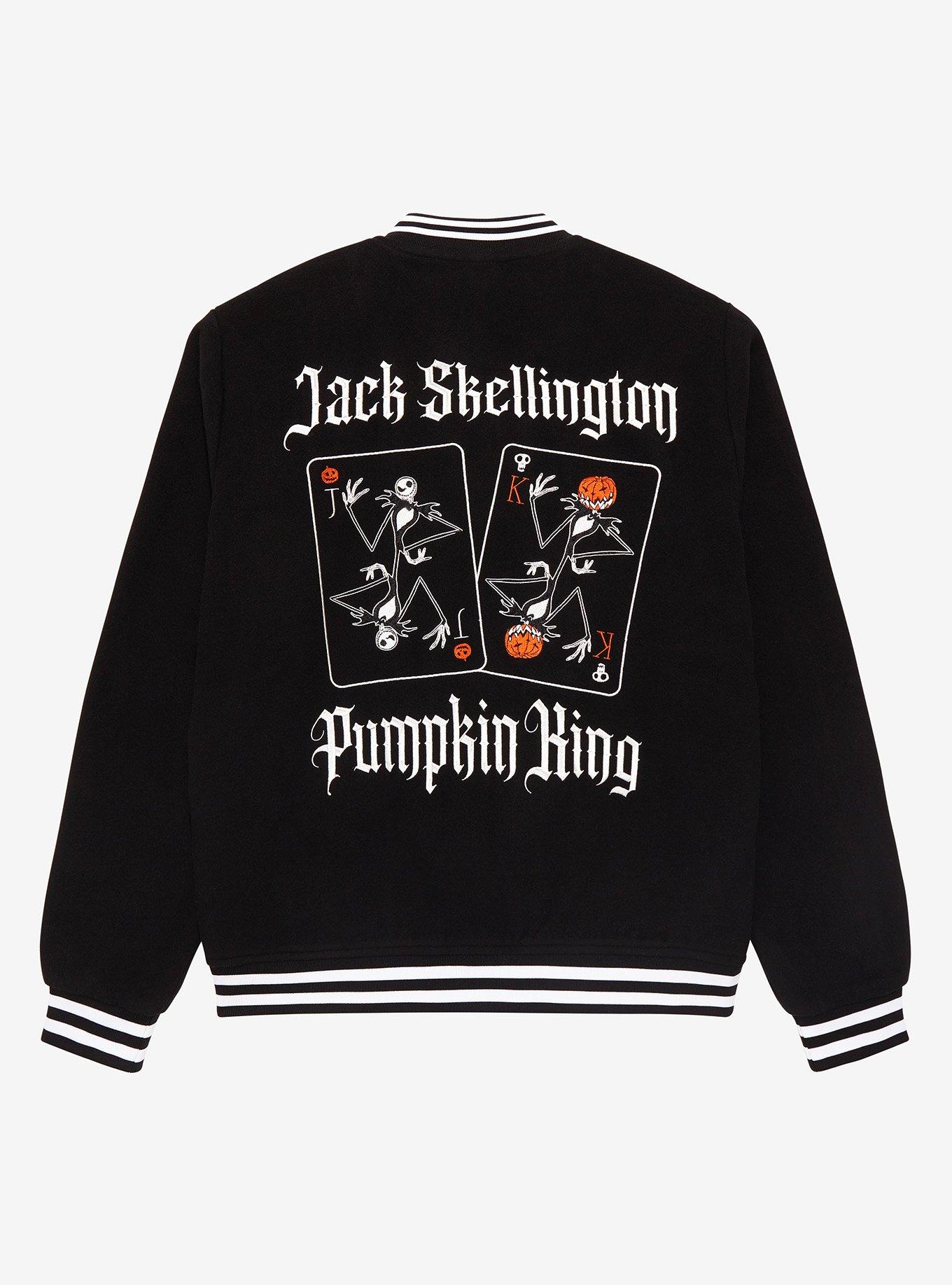 Disney The Nightmare Before Christmas Jack Skellington Playing Cards  Embroidered Varsity Jacket - BoxLunch Exclusive