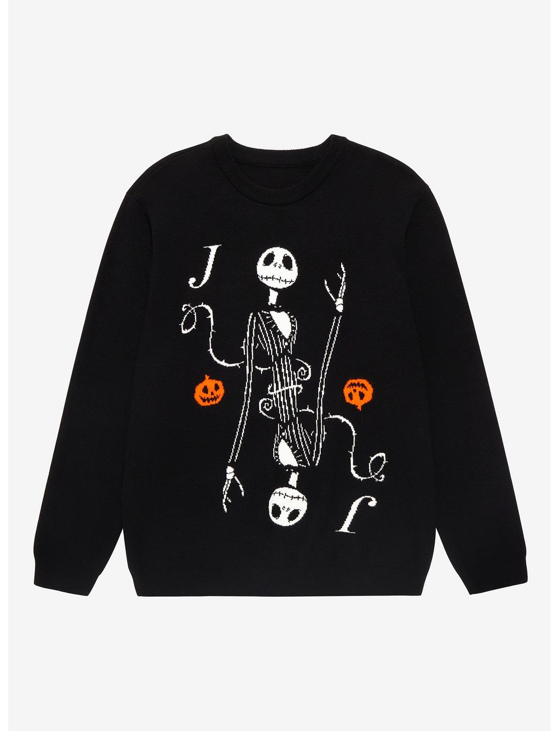 Disney The Nightmare Before Christmas Jack Playing Card Crewneck - BoxLunch Exclusive, BLACK, hi-res