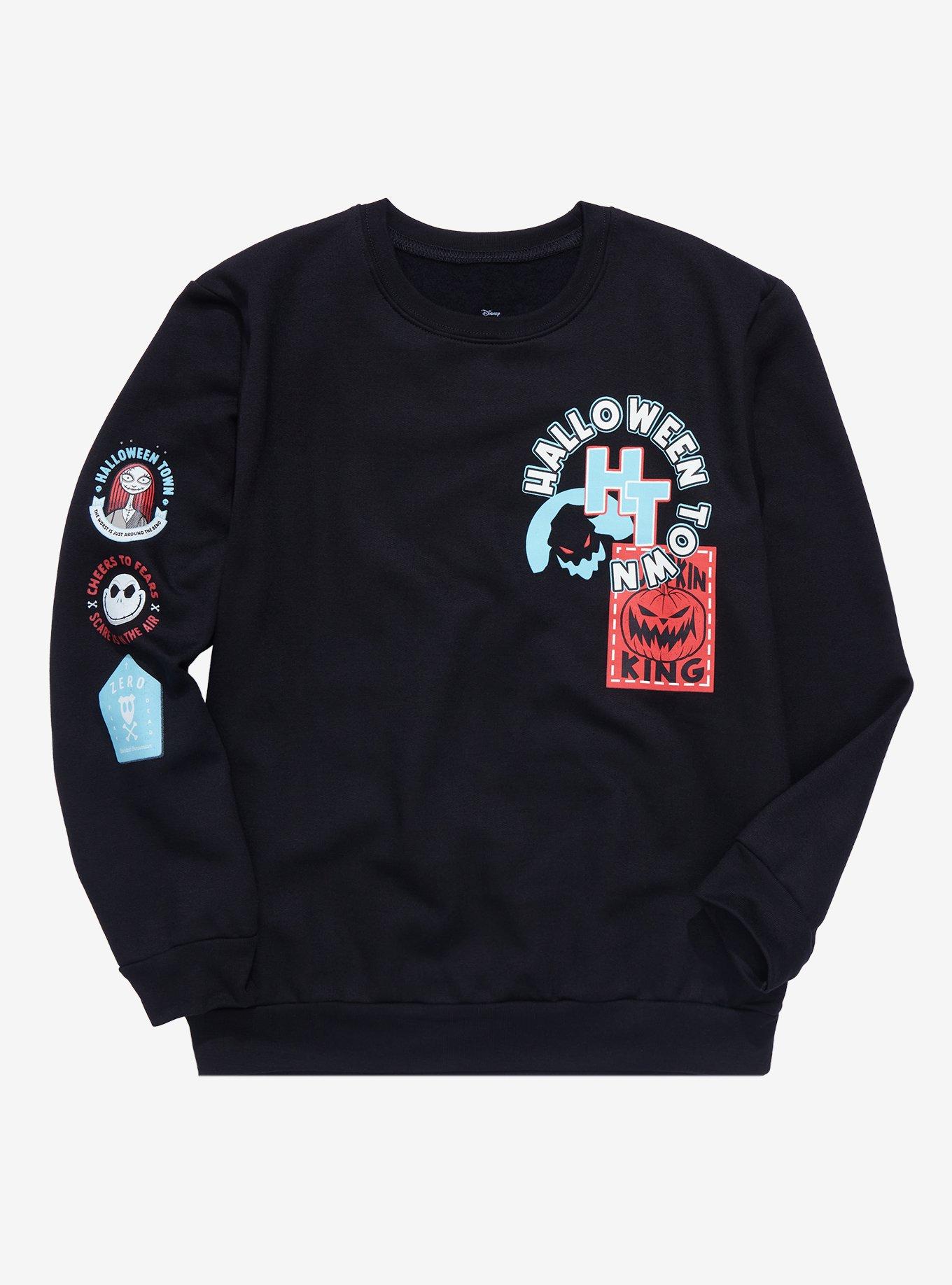 Disney The Nightmare Before Christmas Halloween Town Youth Crewneck - BoxLunch Exclusive, BLACK, hi-res