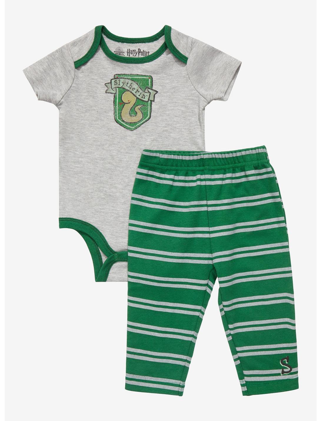 Harry Potter Slytherin Crest Infant One-Piece and Leggings Set - BoxLunch Exclusive , DARK GREEN, hi-res