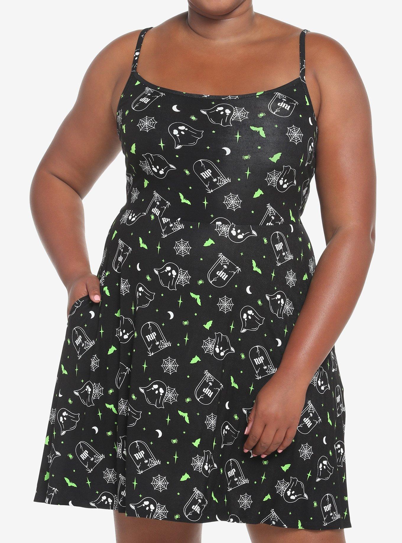 Tombstone Ghost Dress Plus Size, BLACK, hi-res