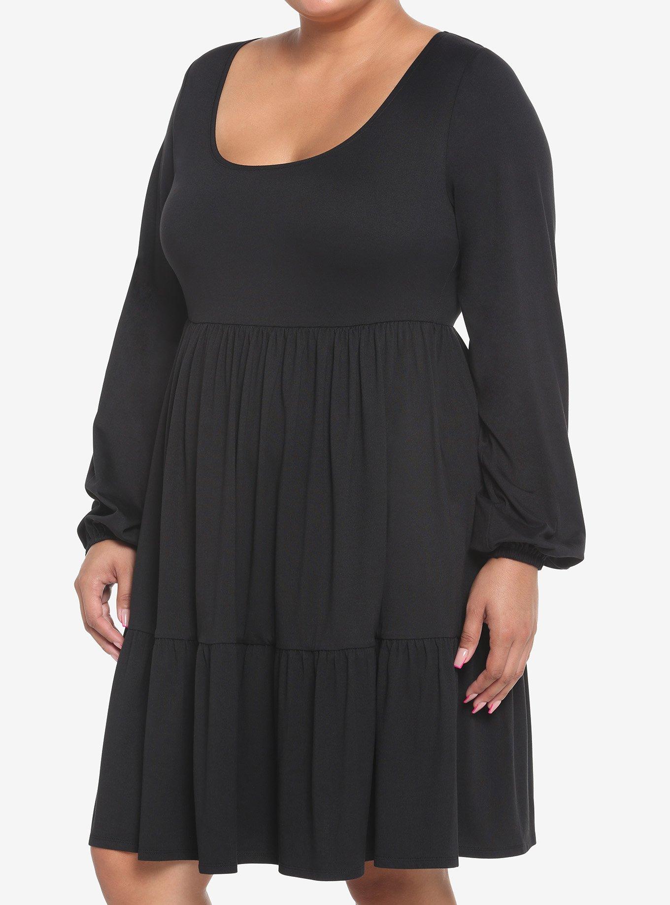 Black Tiered Long-Sleeve Dress Plus Size