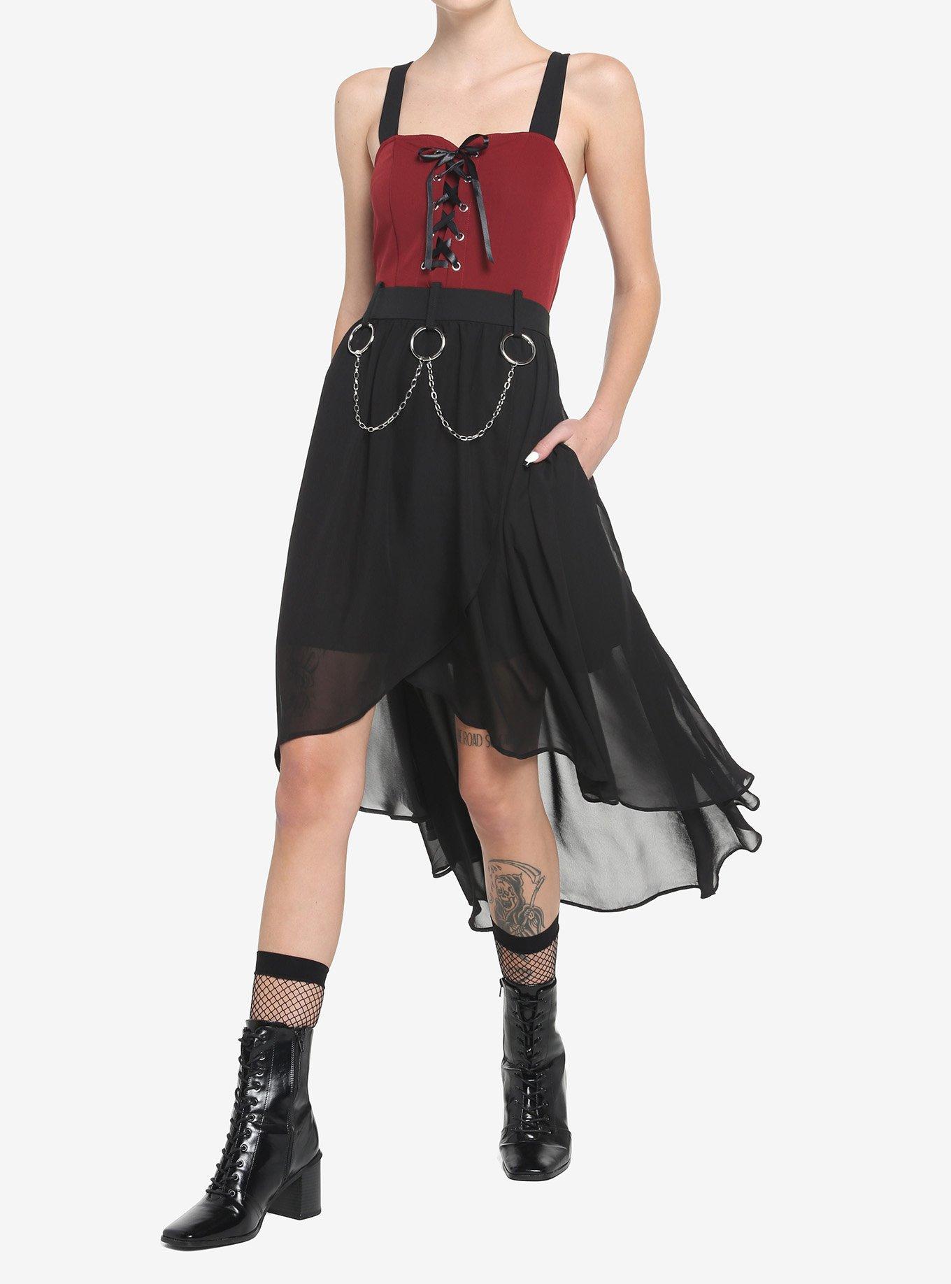 Red Black O Ring Hi Low Dress Hot Topic