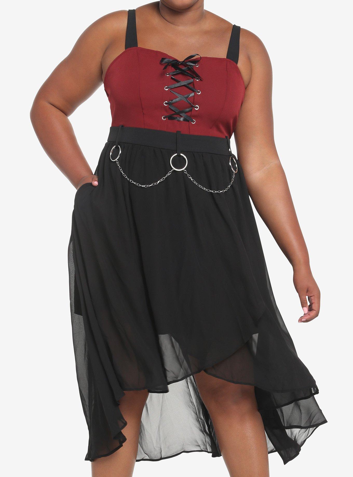 Red Black O Ring Hi Low Dress Plus Size Hot Topic