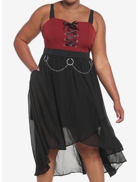 Red & Black O-Ring Hi-Low Dress Plus Size, , hi-res