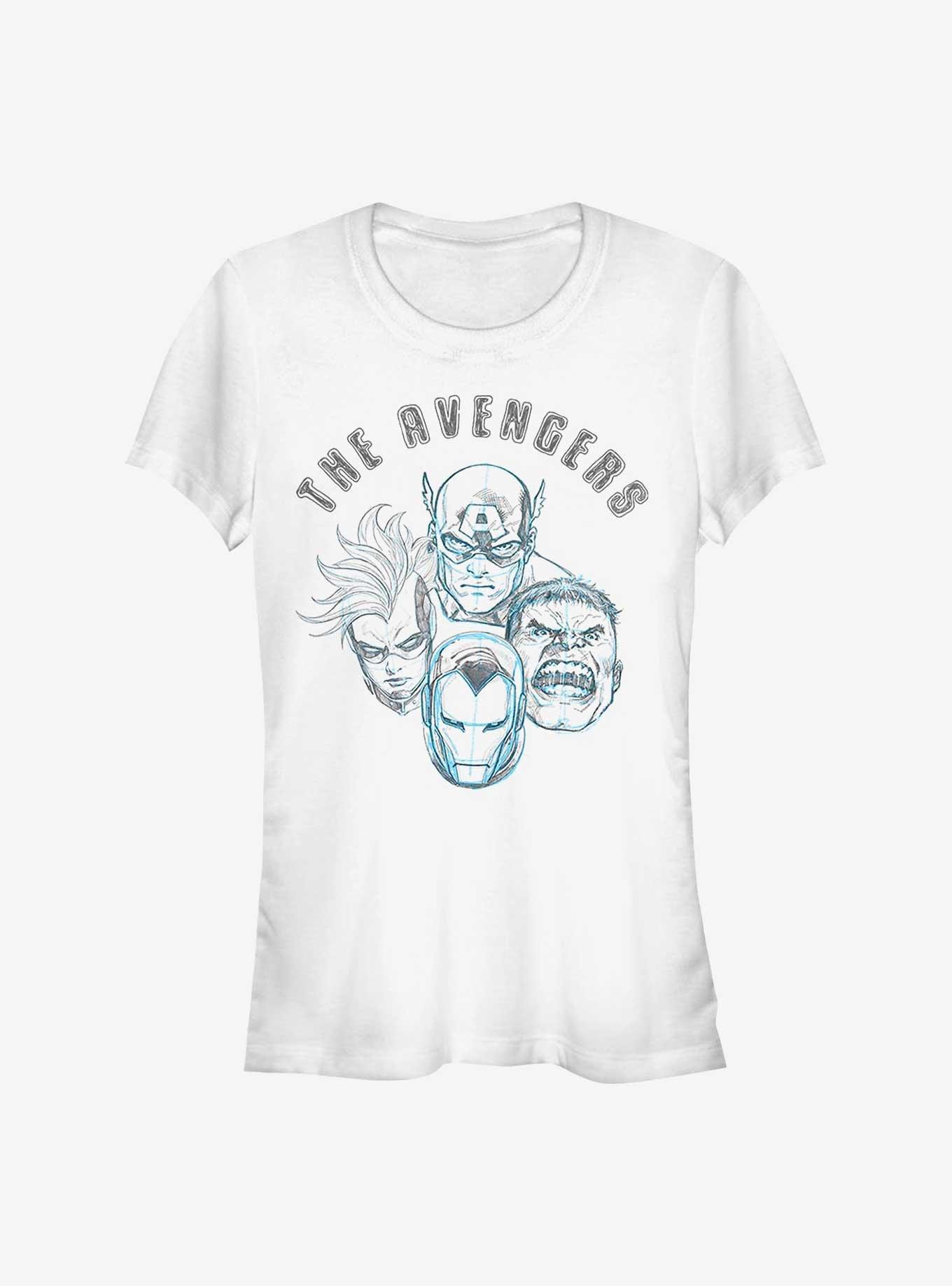 Marvel Avengers Heroes Faces Sketch Girls T-Shirt, , hi-res