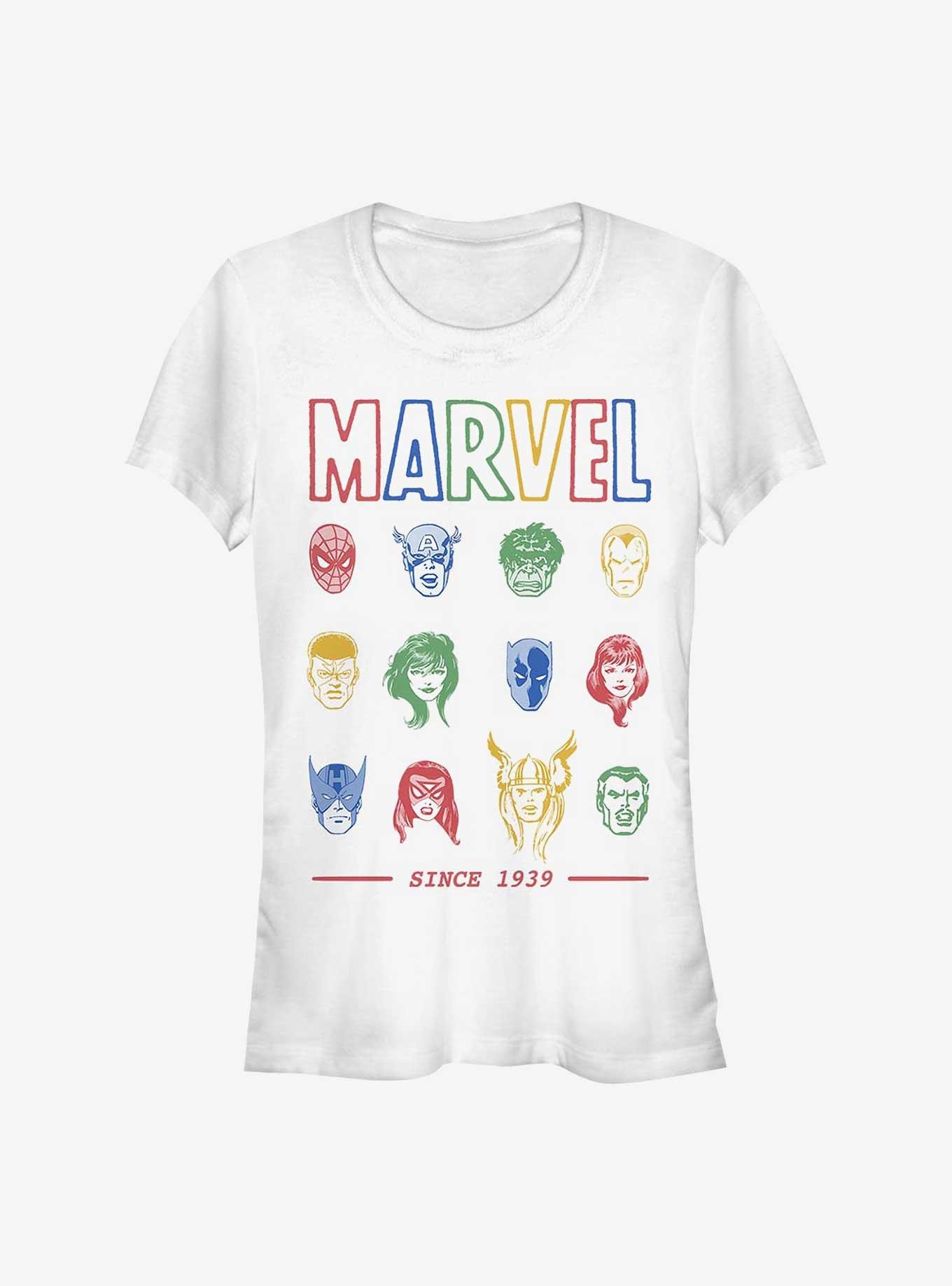 Marvel Avengers Faces Since 1939 Girls T-Shirt, WHITE, hi-res