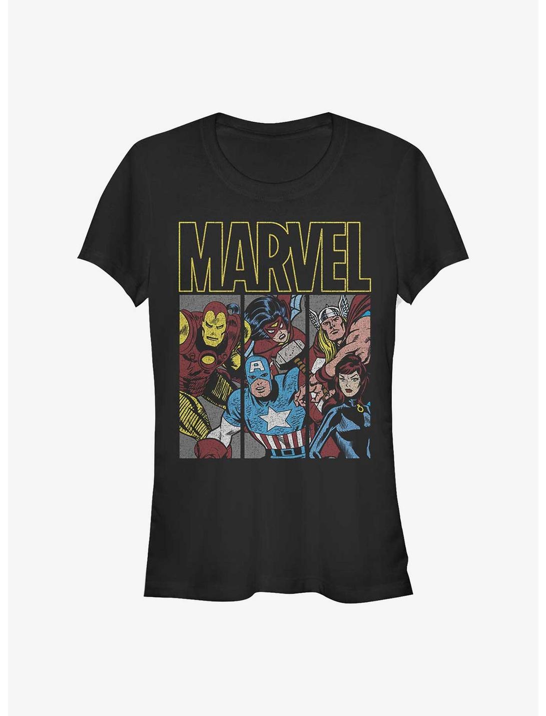 Marvel Avengers Vintage Superheroes Girls T-Shirt, BLACK, hi-res