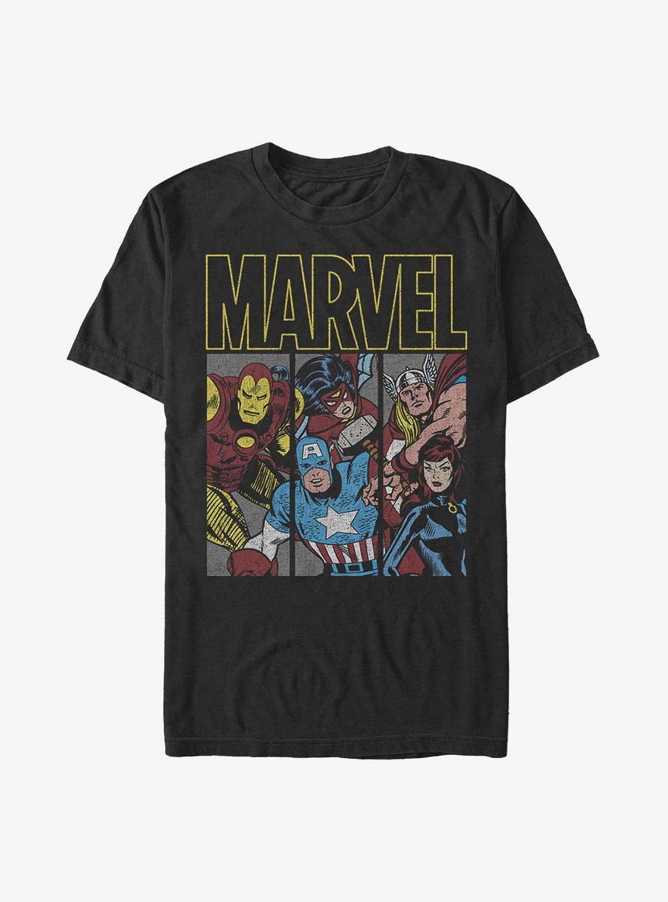 Marvel Avengers Vintage Superheroes T-Shirt, BLACK, hi-res