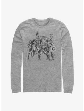 Marvel Avengers Retro Group Long-Sleeve T-Shirt, ATH HTR, hi-res