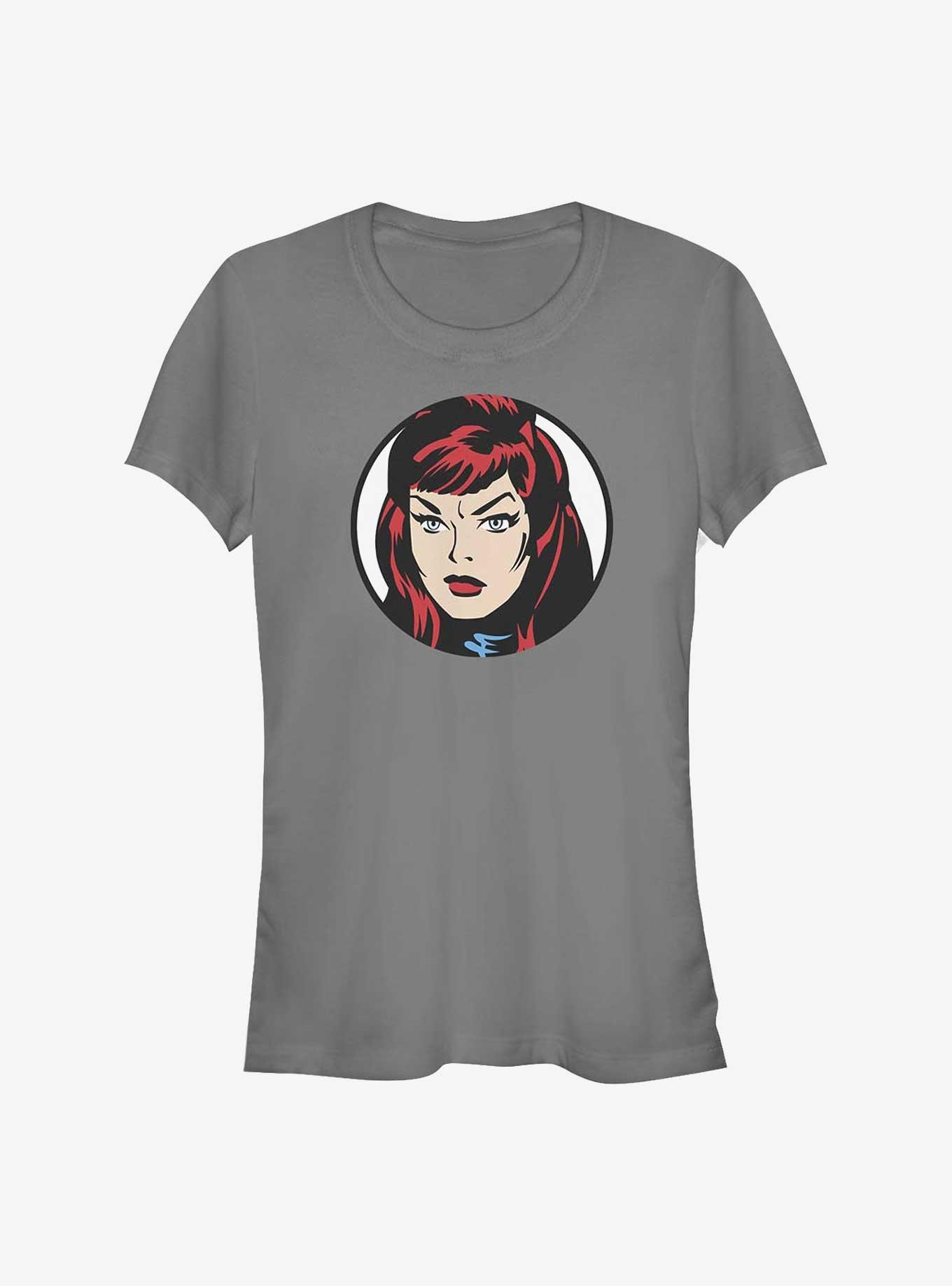 Marvel Black Widow Vintage Face Girls T-Shirt, CHARCOAL, hi-res