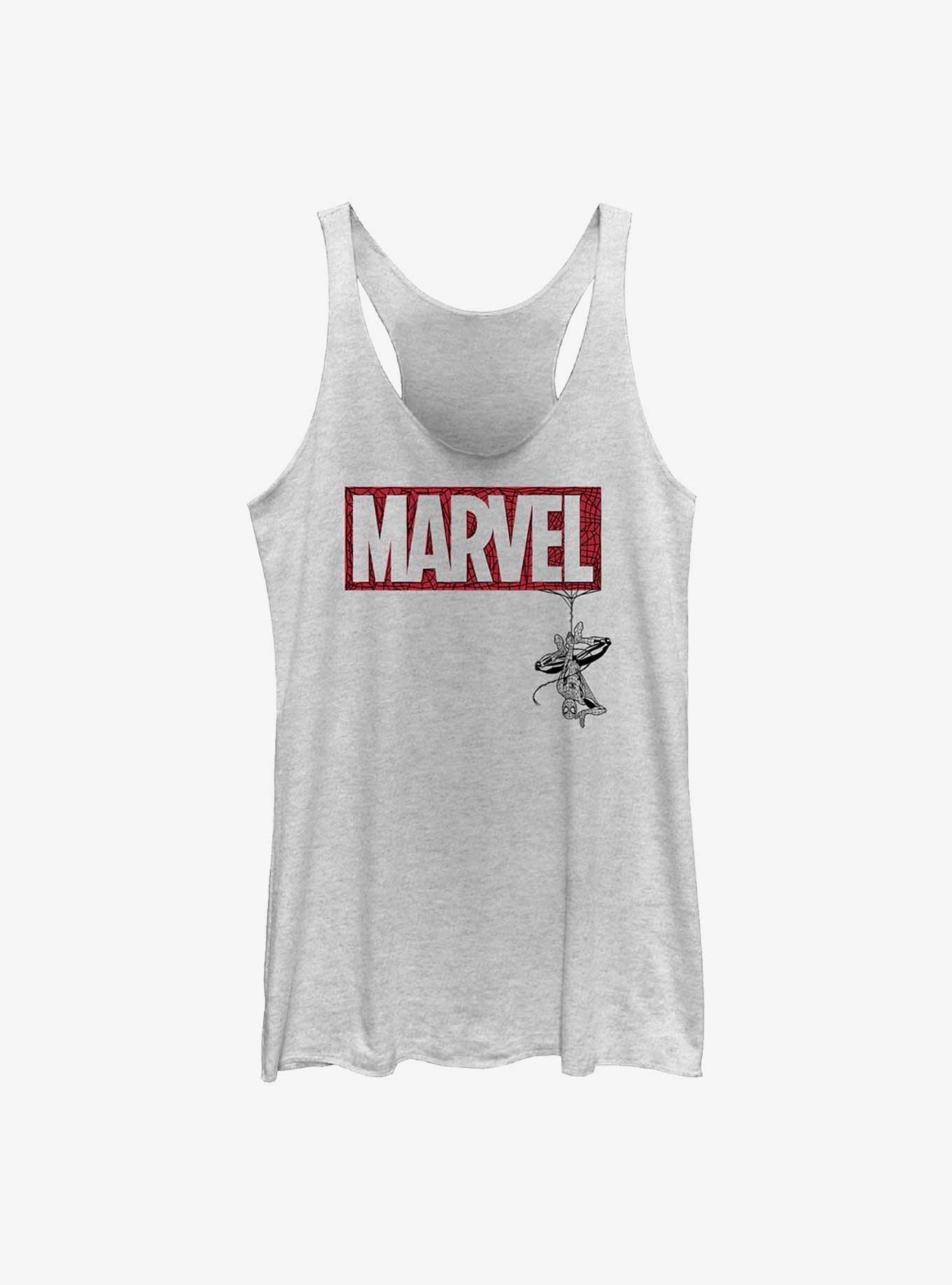 Marvel Spiderweb Logo Girls Tank, WHITE HTR, hi-res