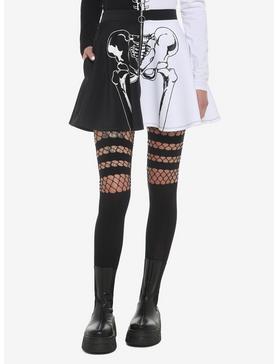 Black & White Split Skeleton Skirt, , hi-res