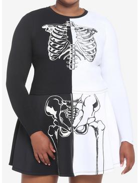 Black & White Split Rib Cage Girls Long-Sleeve T-Shirt Plus Size, , hi-res