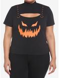Black Jack-O'-Lantern Cutout Girls T-Shirt Plus Size, BLACK, hi-res