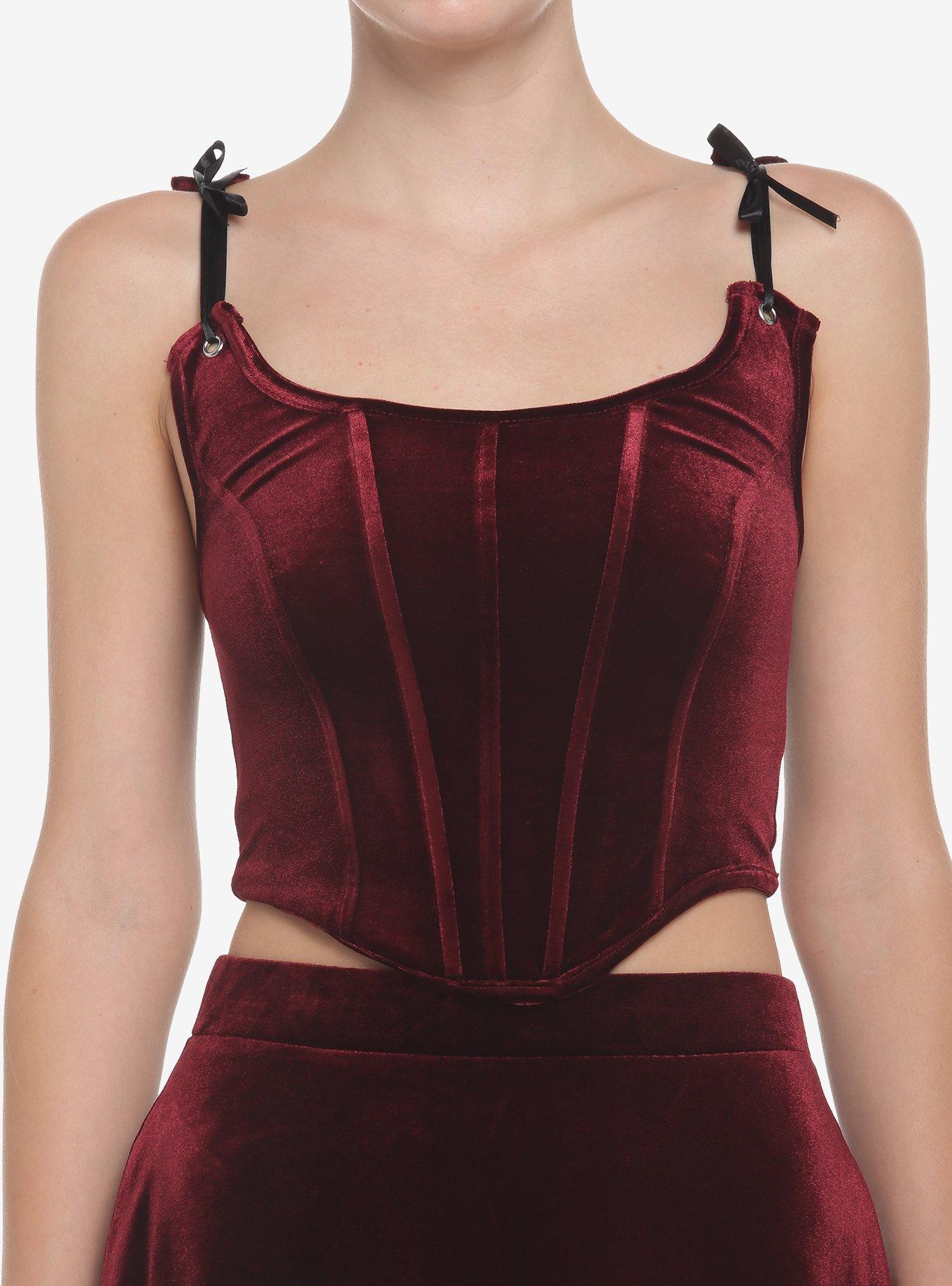 Velvet Corset Crop Top - Elcune