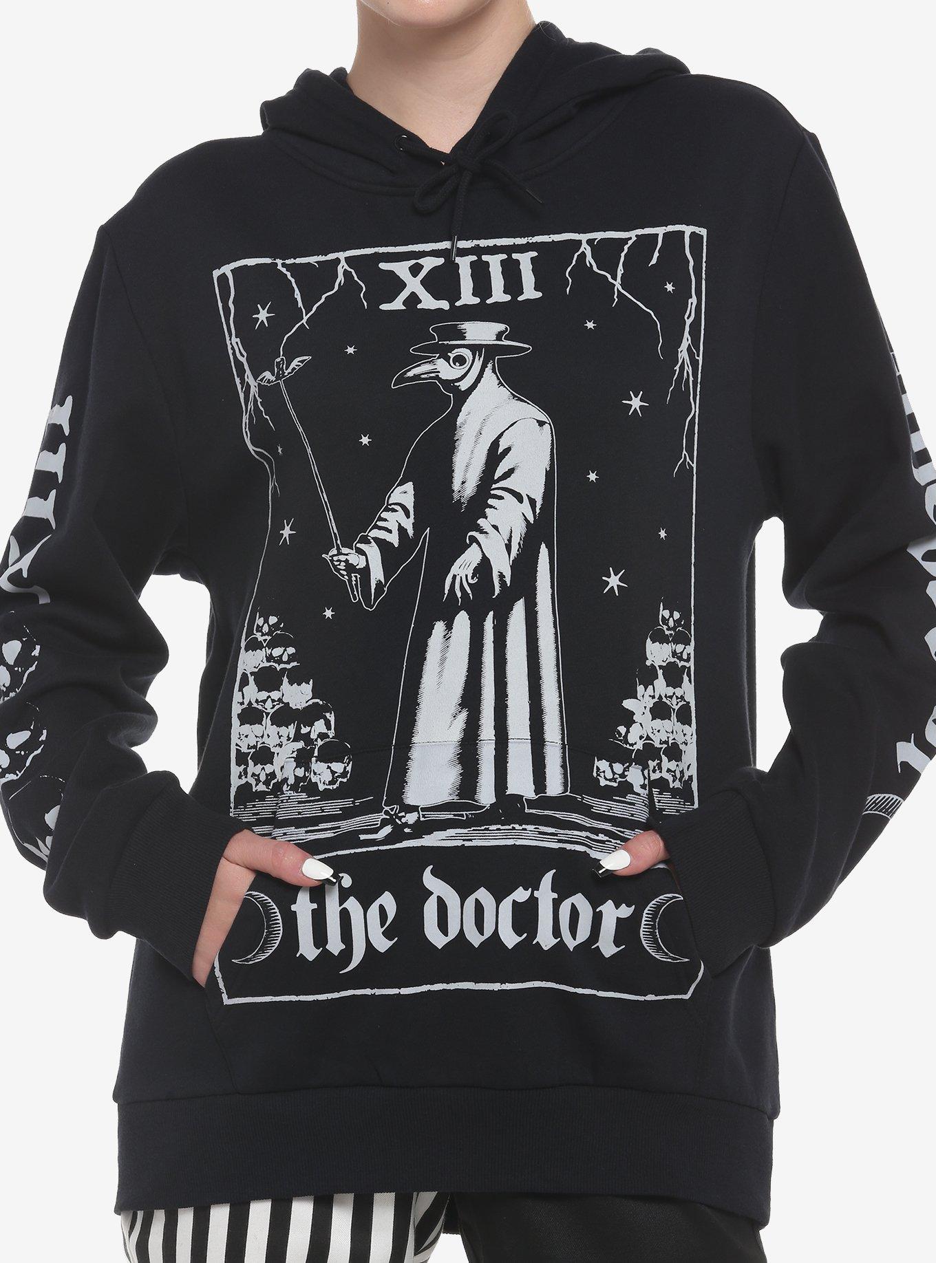 Plague Doctor Tarot Card Girls Hoodie, BLACK, hi-res