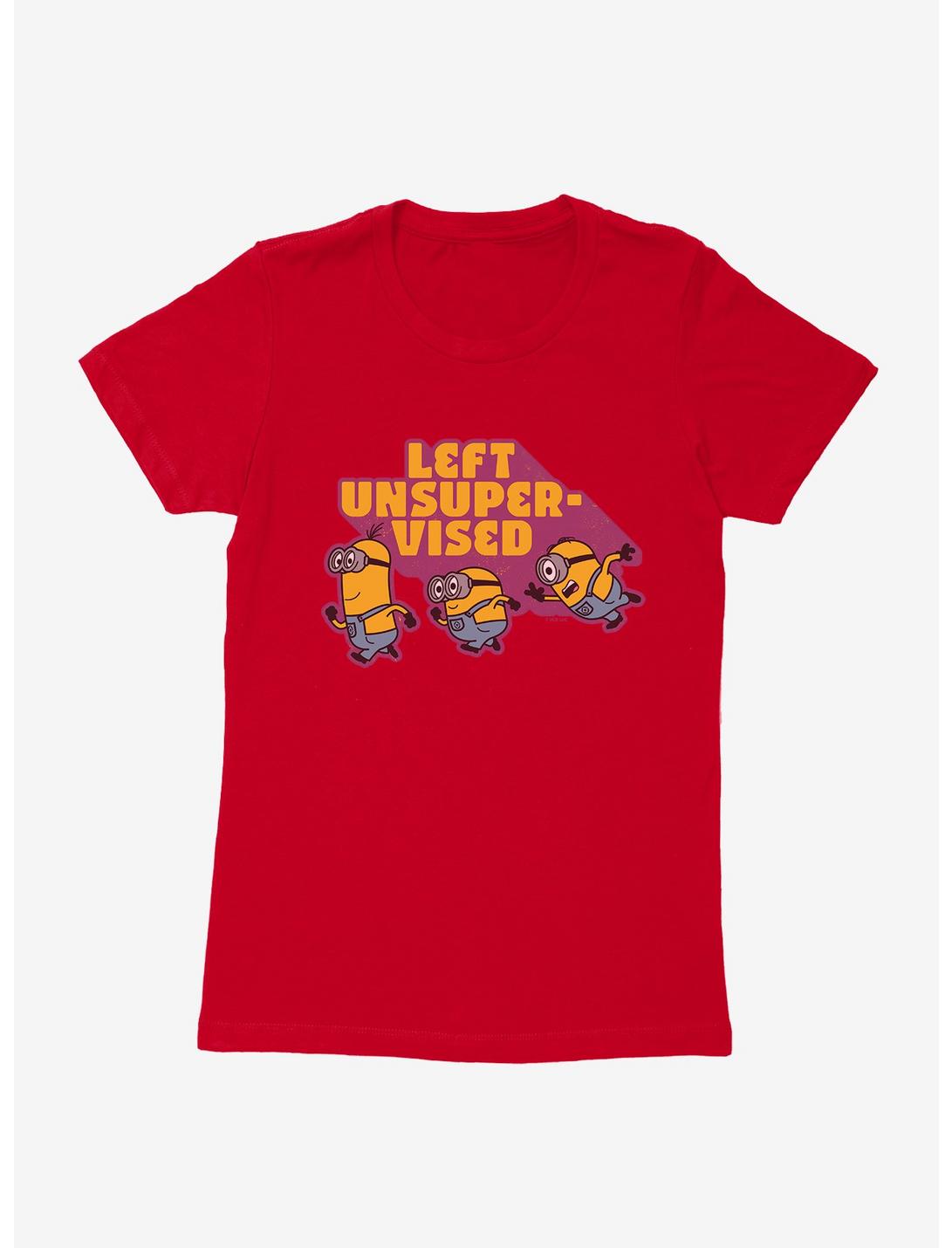 Minions Left Unsupervised Womens T-Shirt, RED, hi-res