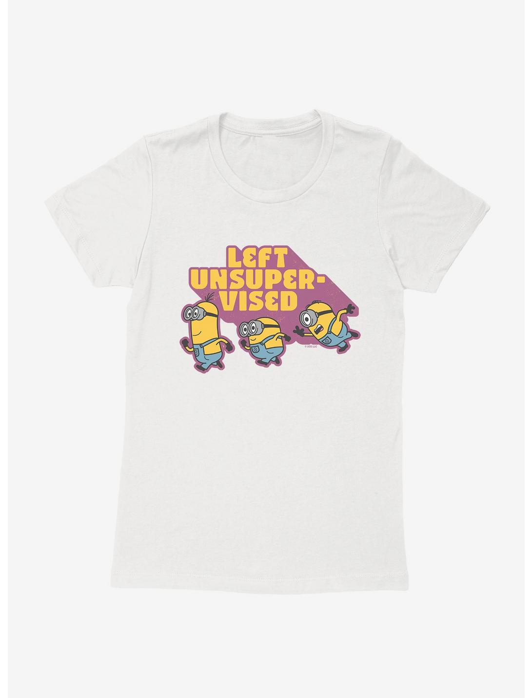 Minions Left Unsupervised Womens T-Shirt, WHITE, hi-res