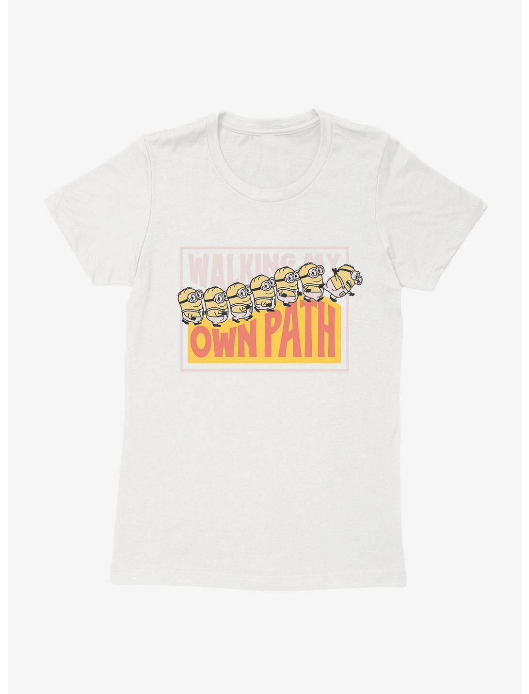 Minions On My Own Path Panel Womens T-Shirt, WHITE, hi-res