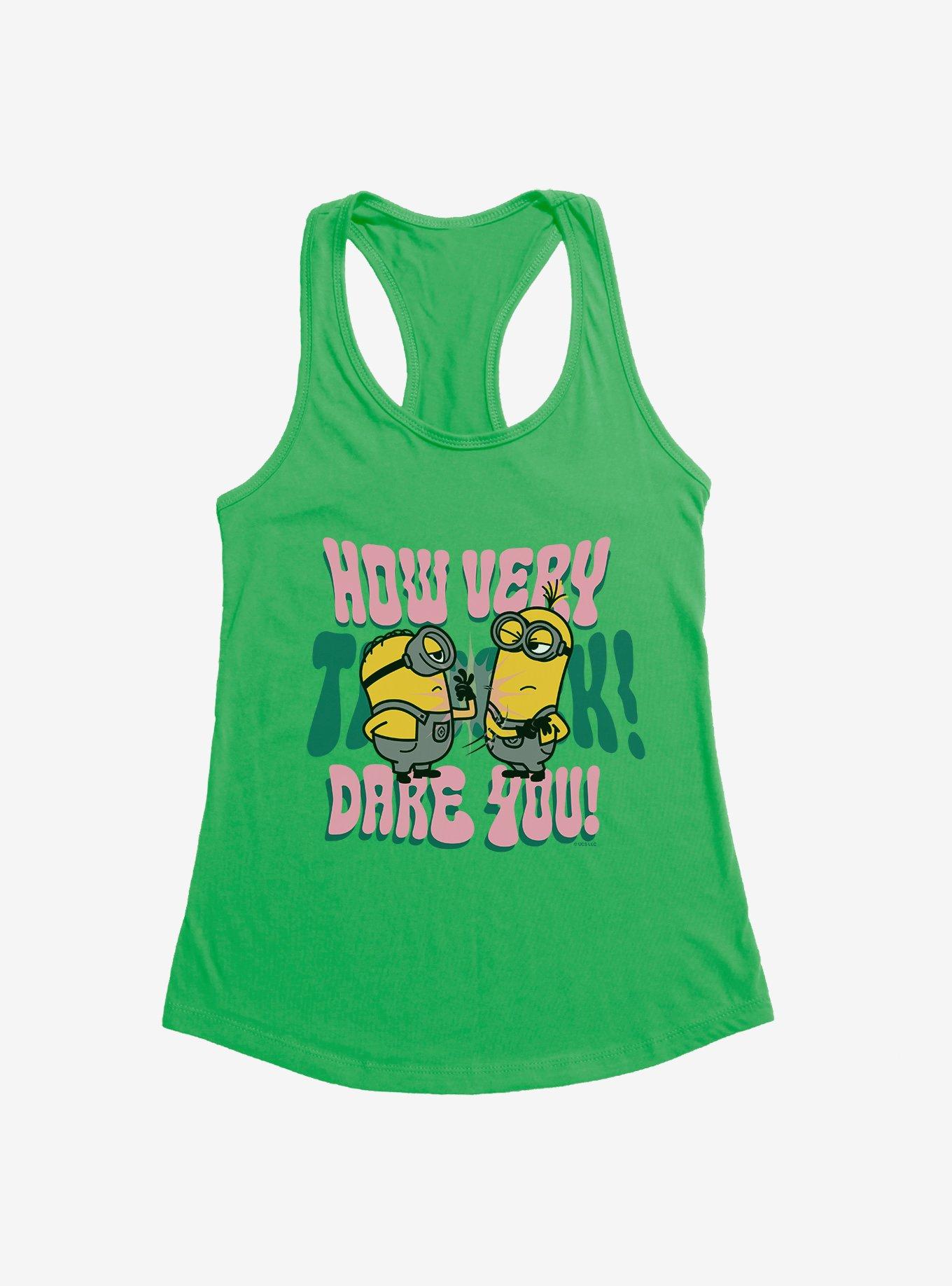 Minions Groovy How Dare You Womens Tank Top, KELLY GREEN, hi-res