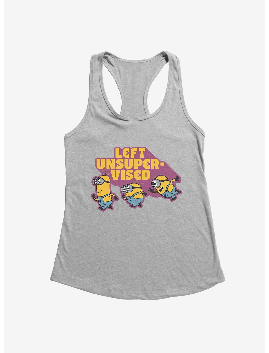 Minions Left Unsupervised Womens Tank Top, HEATHER, hi-res